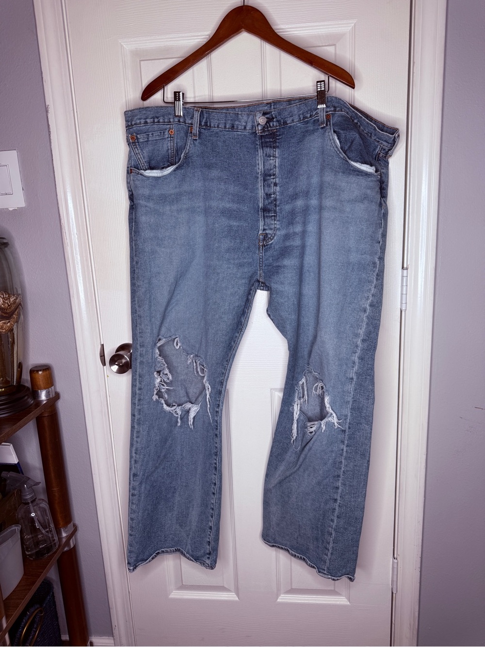 Levi's Light Blue Relaxed Fit Distressed Jeans